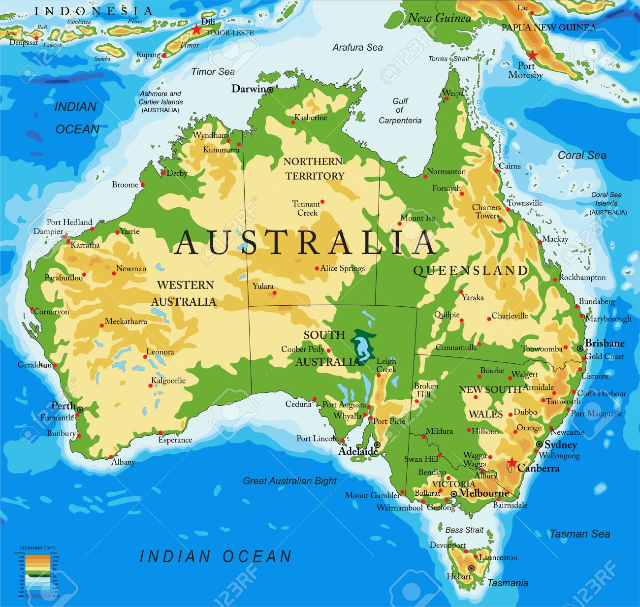 Physical Map Of Australia - United States Map