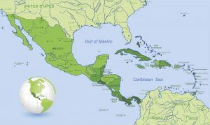 Mapa de México, Centroamérica y parte de América del Sur